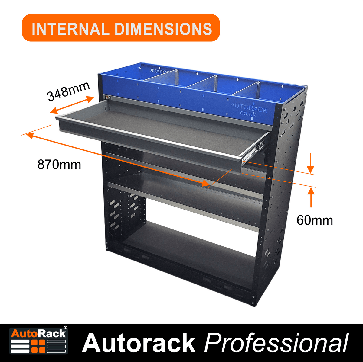 Van Racking Drawer 970mm Wide Module- 2-Drawers - Autorack Products Ltd Van Racking Drawer 970mm Wide Module- 2-Drawers