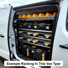 Van Racking Shelving Unit - 3 Toolbox Shelves - 6 plastic parts bins - Stellantis