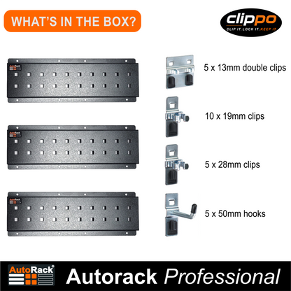 Clippo 30 Hole Tool Rail  Set – Secure Tool Holder for Vans, Workshops & Van Racking