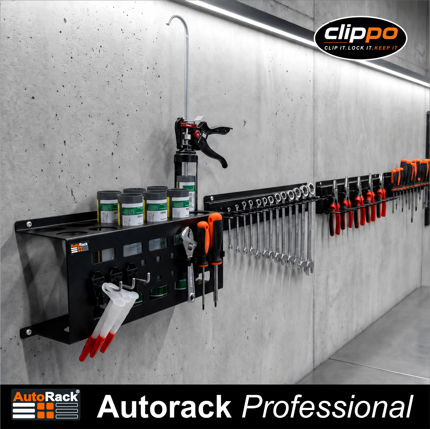 Clippo Tool Rail – Secure Tool Holder for Vans, Workshops & Van Racking