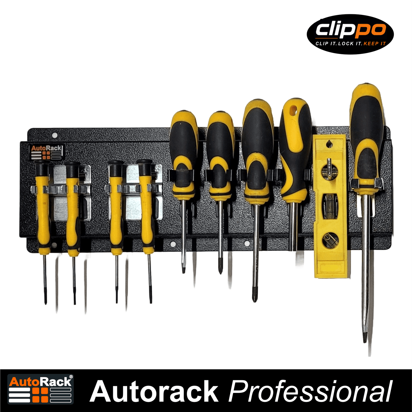Clippo Tool Rail – Secure Tool Holder for Vans, Workshops & Van Racking - Autorack Products Ltd Clippo Tool Rail – Secure Tool Holder for Vans, Workshops & Van Racking