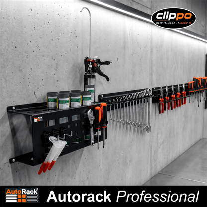 Clippo Tool Rail – Secure Tool Holder for Vans, Workshops & Van Racking - Autorack Products Ltd Clippo Tool Rail – Secure Tool Holder for Vans, Workshops & Van Racking