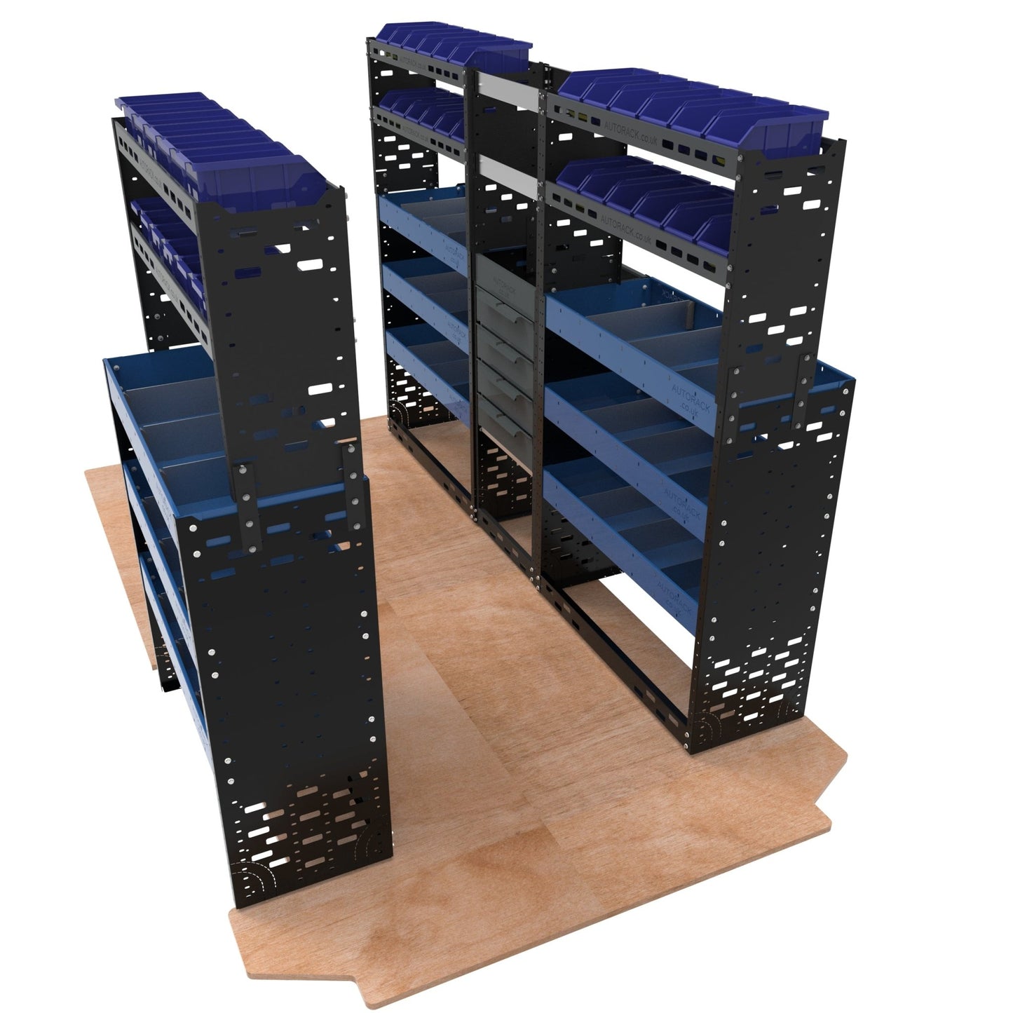 Extra Heavy Duty High Roof Metal Van Racking - LWB - VP - HD24 - BLU - Autorack Products Ltd