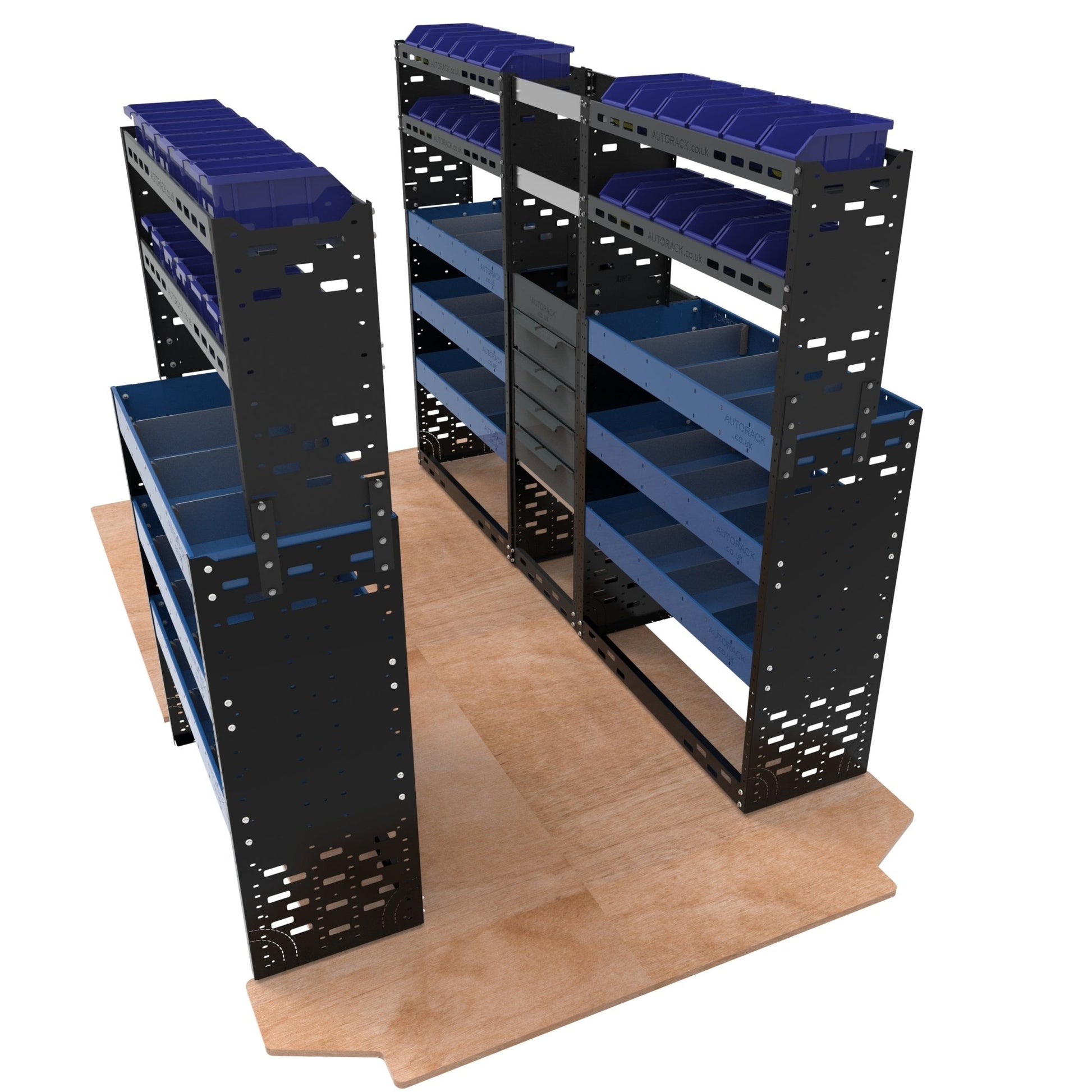 Extra Heavy Duty High Roof Metal Van Racking - LWB - VP - HD24 - BLU - Autorack Products Ltd