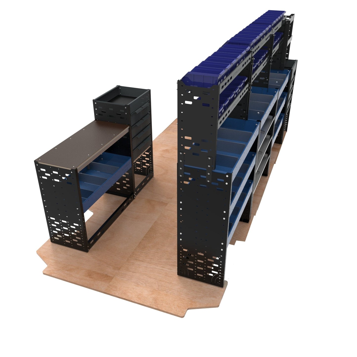 Extra Heavy Duty High Roof Metal Van Racking - LWB - VP - HD25 - BLU - Autorack Products Ltd
