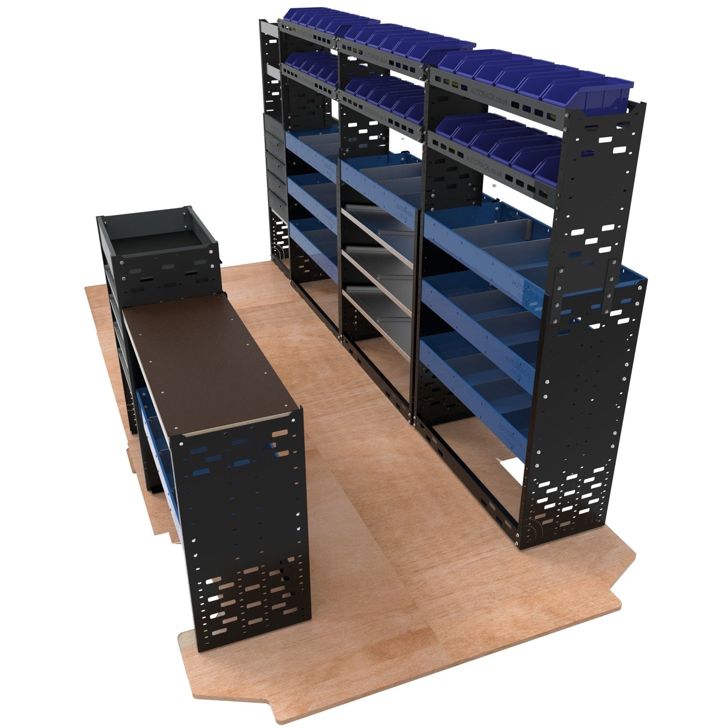 Extra Heavy Duty High Roof Metal Van Racking - LWB - VP - HD25 - BLU - Autorack Products Ltd