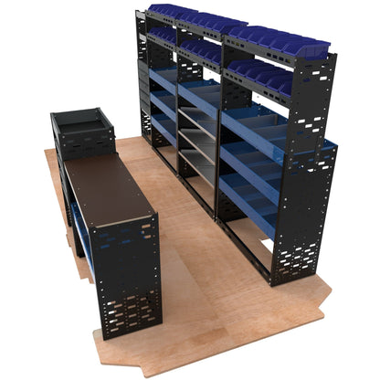 Extra Heavy Duty High Roof Metal Van Racking - LWB - VP - HD25 - BLU - Autorack Products Ltd