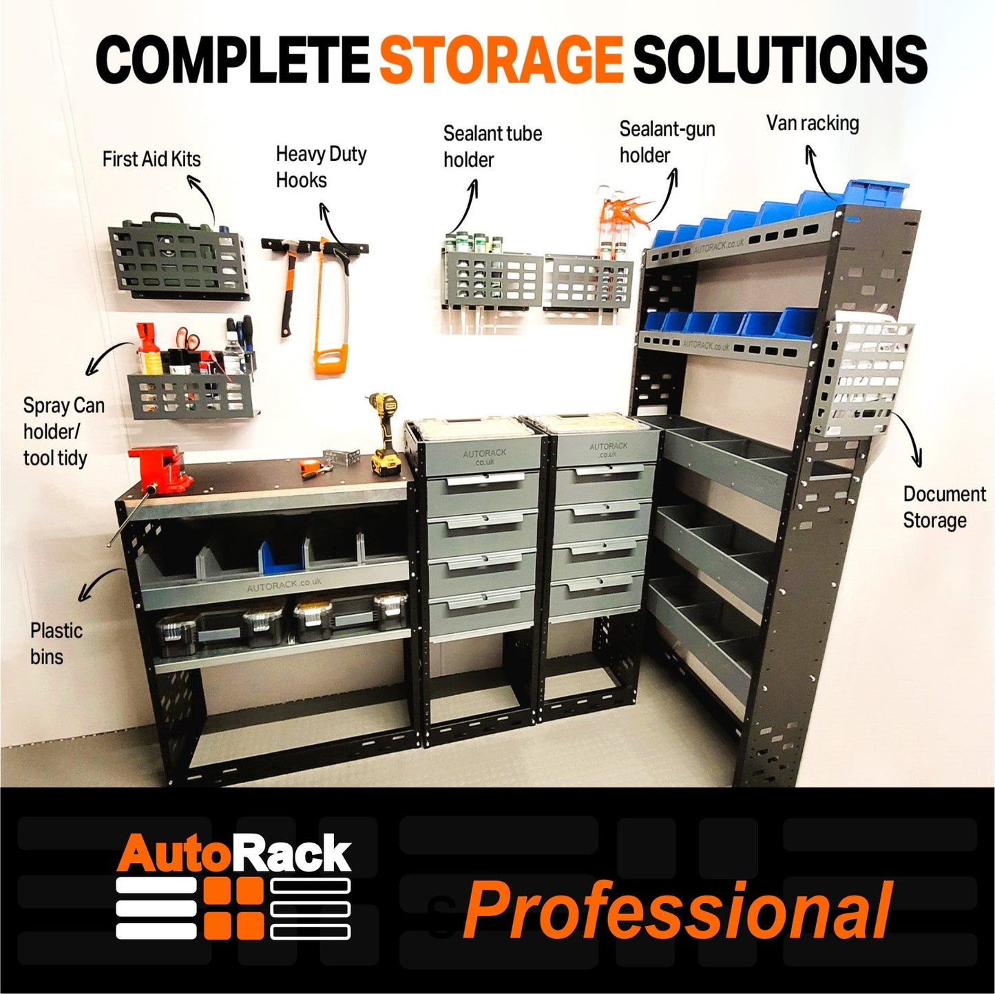 Extra Heavy Duty High Roof Metal Van Racking - LWB - VP - HD25 - BLU - Autorack Products Ltd