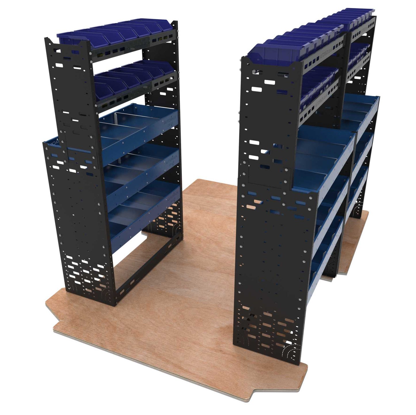 Extra Heavy Duty High Roof Metal Van Racking With XL3 Parts Bins - Autorack Products Ltd