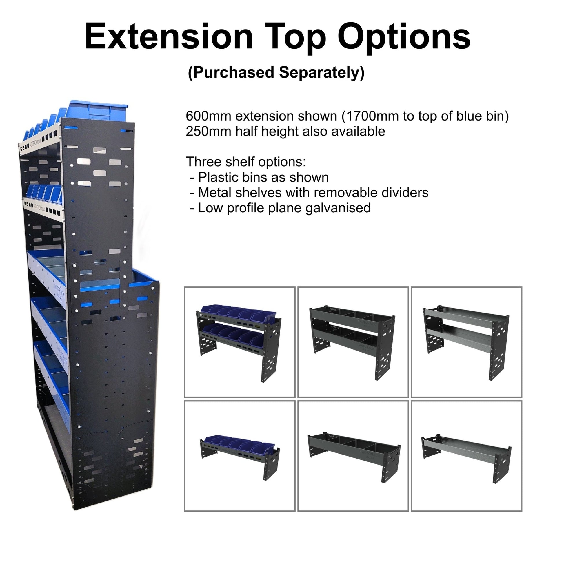 Extra Heavy Duty Metal Van Racking & Workbench - LWB - VP - HD23D - BLU - Autorack Products Ltd