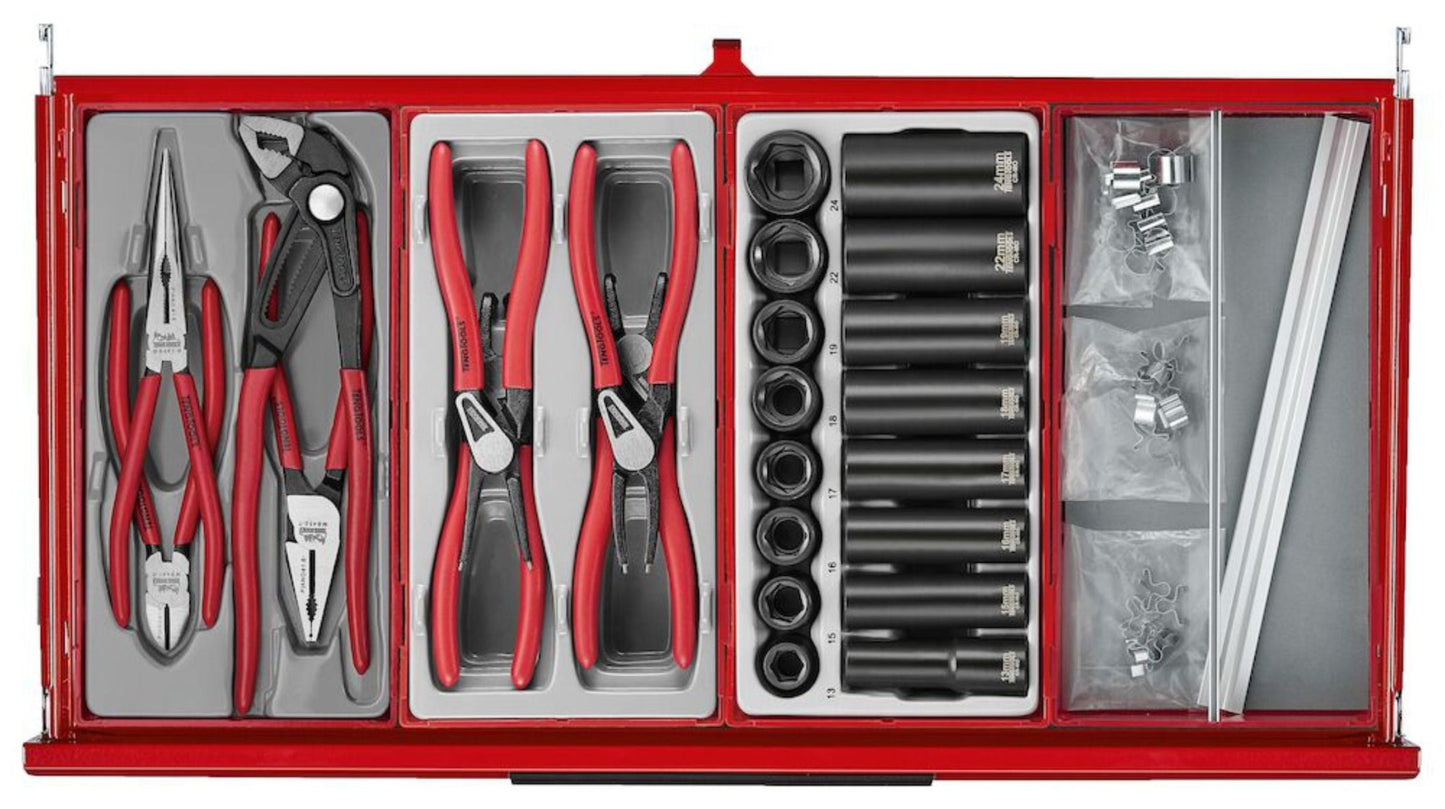 Mechanics Roller Cabinet Toolbox 26" Red - Full Tool Kit - TKS26R753T - Autorack Products Ltd