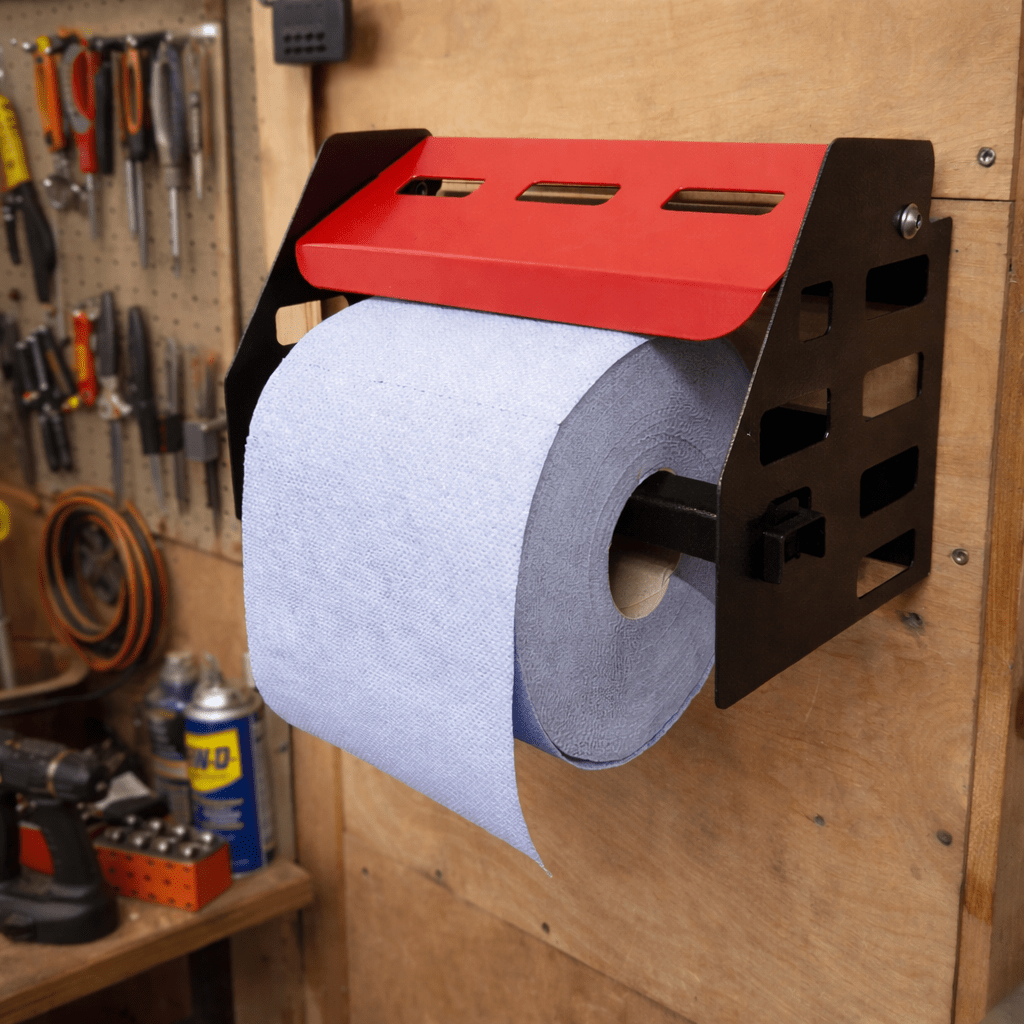 Red Paper Towel / Roll Holder dispenser. Van Racking or Wall Mounting - PTH - RED - Autorack Products Ltd
