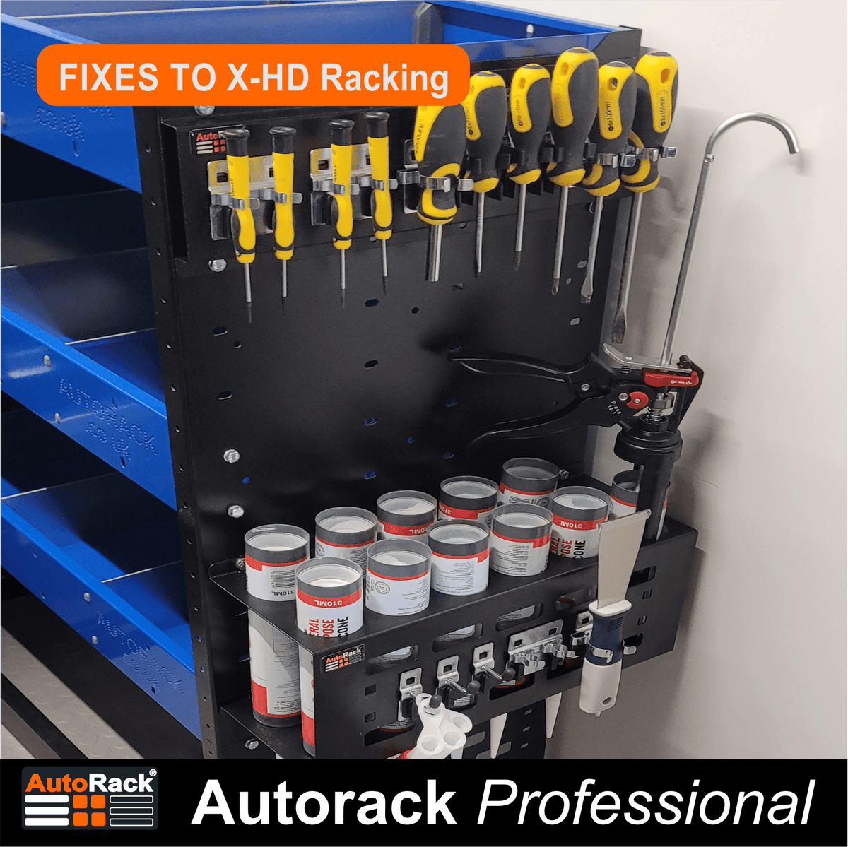 Sealant Tube & Sealant Gun Holder - New 12 Hole Design - Autorack Products Ltd Sealant Tube & Sealant Gun Holder - New 12 Hole Design