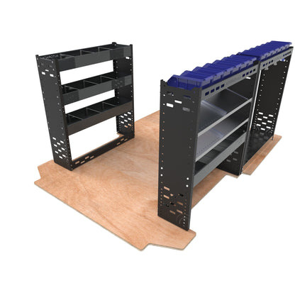 Standard Heavy - Duty Van Racking Shelving System SD - PACK - 10 - BLUE - BINS - 45DEG - Autorack Products Ltd