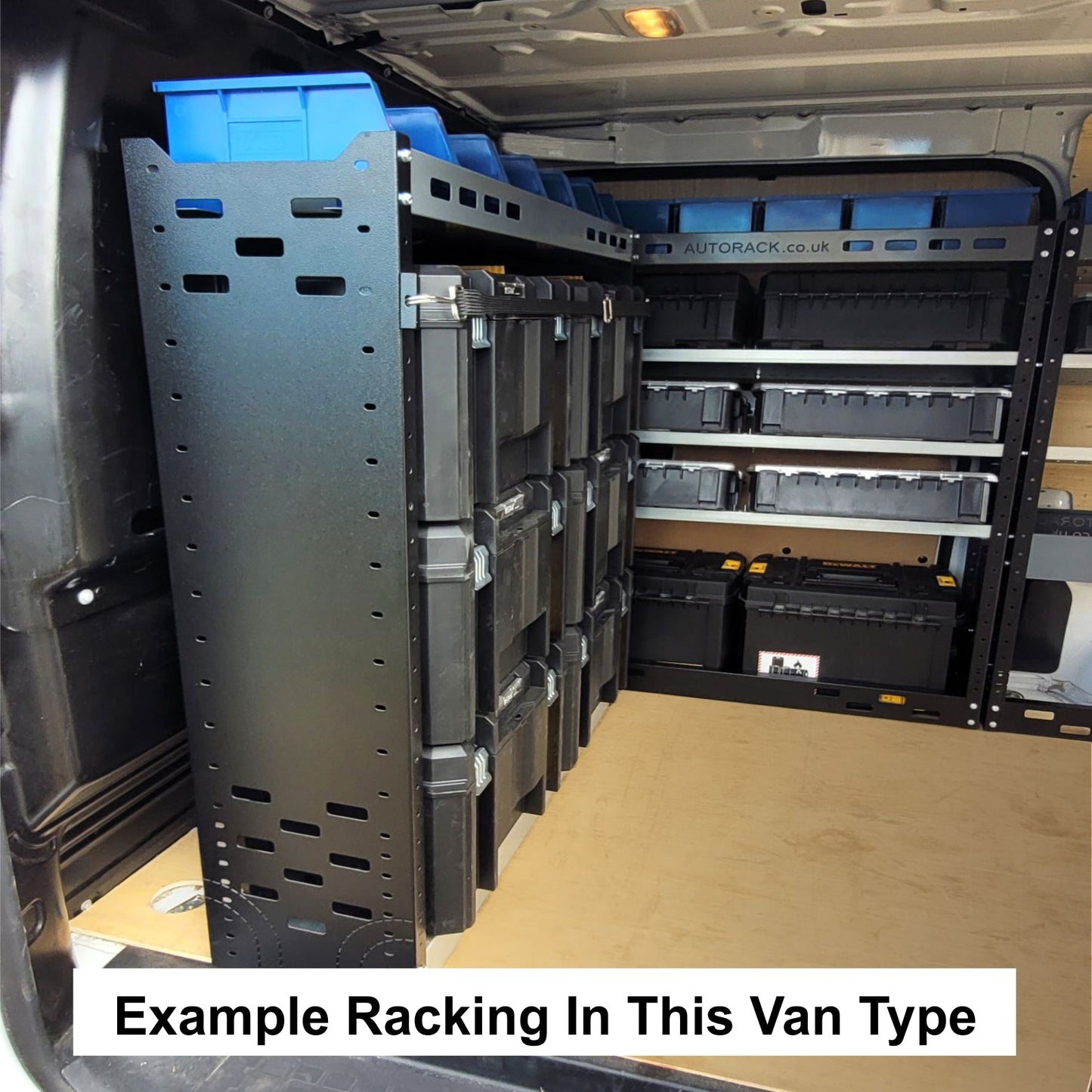 Standard Heavy - Duty Van Racking Shelving System SD - PACK - 10 - BLUE - BINS - 45DEG - Autorack Products Ltd