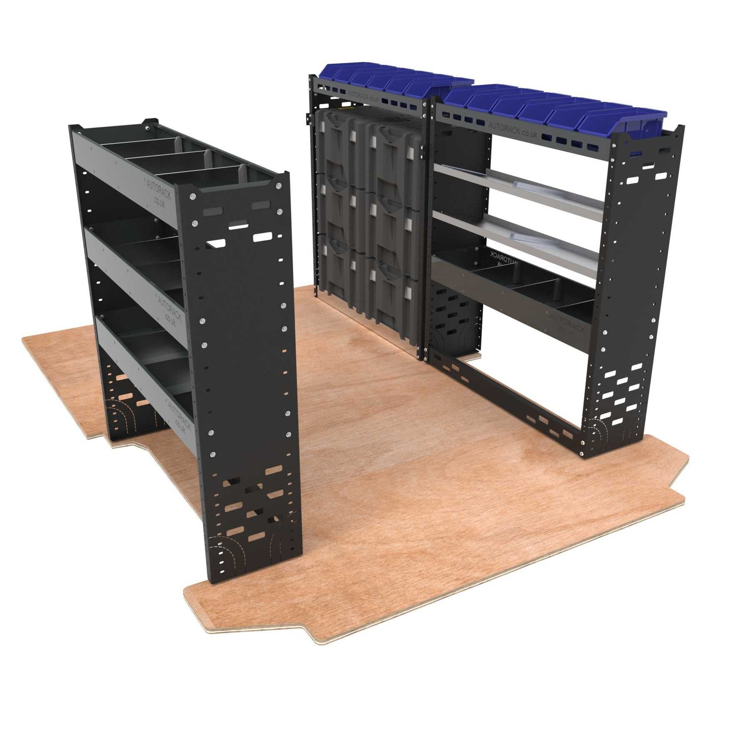 Standard Heavy - Duty Van Racking Shelving System SD - PACK - 10 - BLUE - BINS - Autorack Products Ltd