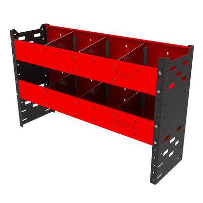 Van Racking Double Extension Top - Storetidy Red - High/Medium Roof Vehicles - Autorack Products Ltd
