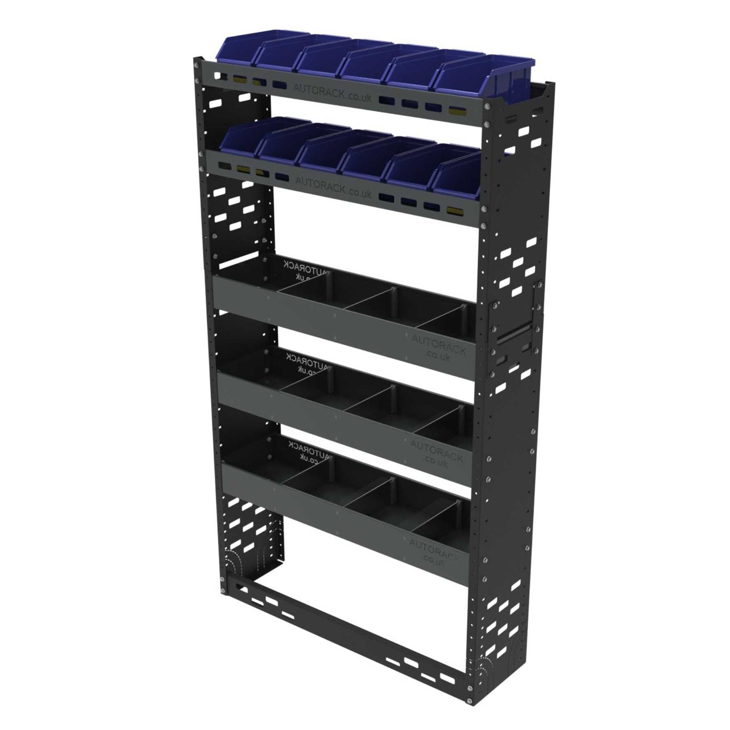 Van Racking Double Extension Top - XL3 Part Bins - High/Medium Roof Vehicles - Autorack Products Ltd