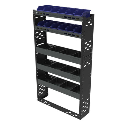 Van Racking Double Extension Top - XL3 Part Bins - High/Medium Roof Vehicles - Autorack Products Ltd