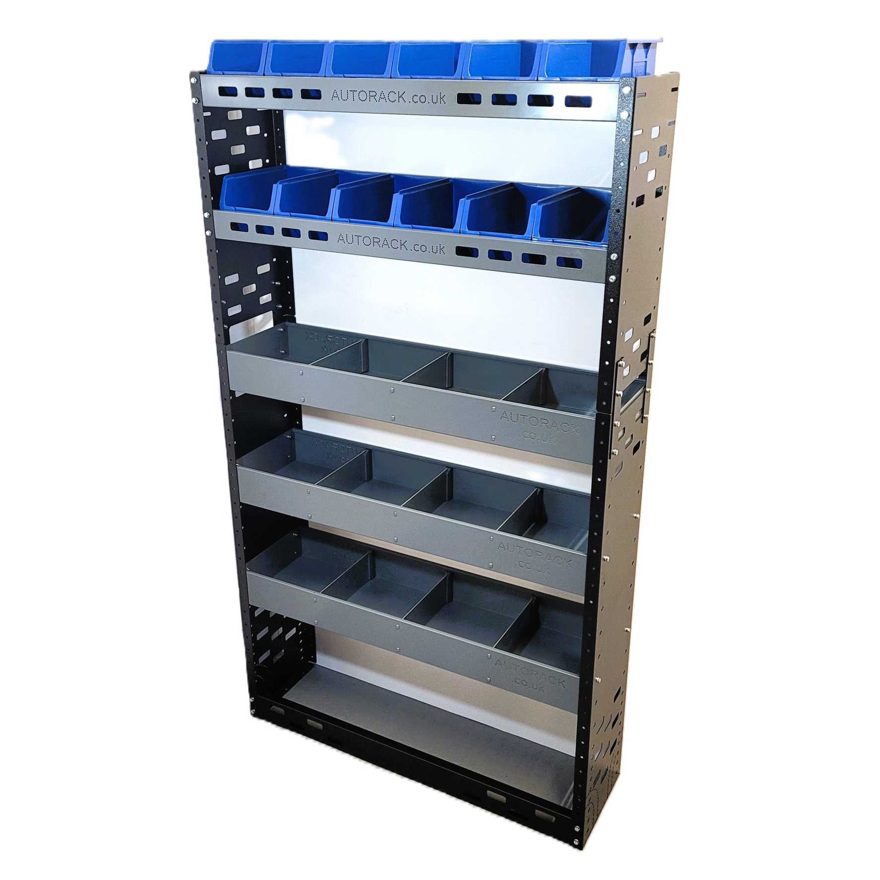 Van Racking Double Extension Top - XL3 Part Bins - High/Medium Roof Vehicles - Autorack Products Ltd