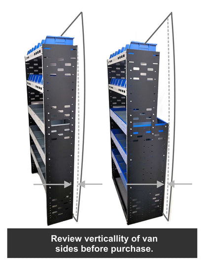 Van Racking Double Extension Top - XL3 Part Bins - High/Medium Roof Vehicles - Autorack Products Ltd