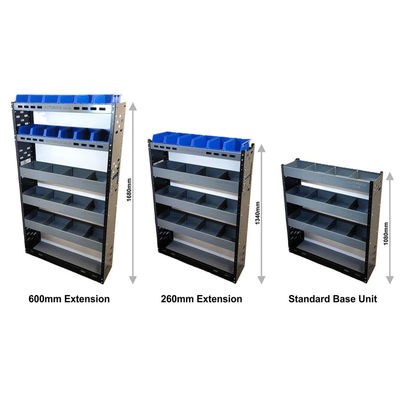 Van Racking Double Extension Top - XL3 Part Bins - High/Medium Roof Ve ...