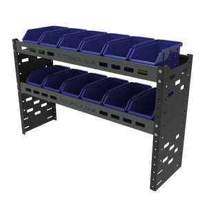 Van Racking Double Extension Top - XL3 Part Bins - High/Medium Roof Vehicles - Autorack Products Ltd