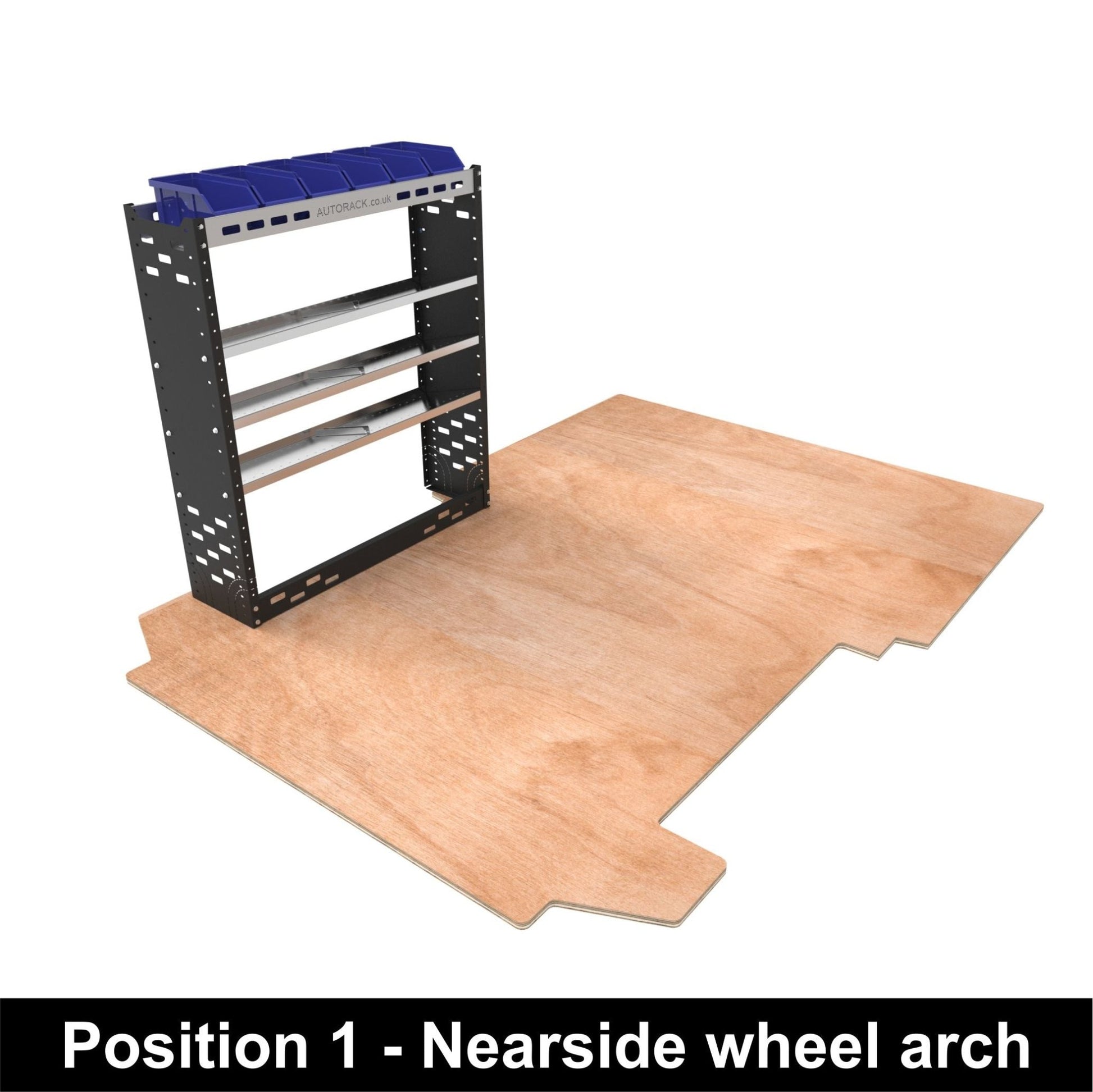 Van Racking Shelving Unit - 3 Toolbox Shelves - 6 plastic parts bins - Stellantis - Autorack Products Ltd