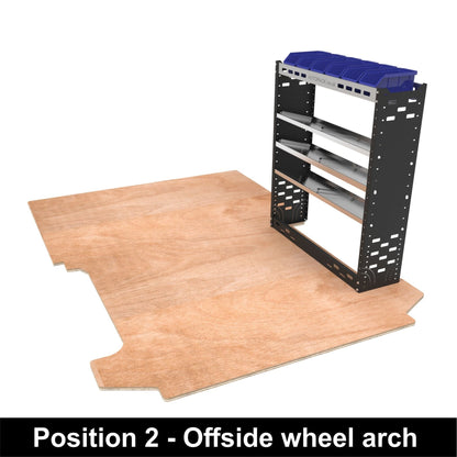 Van Racking Shelving Unit - 3 Toolbox Shelves - 6 plastic parts bins - Stellantis - Autorack Products Ltd