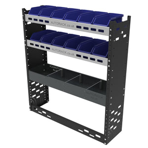 Van Racking Shelving Unit with 12 x plastic parts bins - VAN RACKING SYSTEM KIT - 15 - Autorack Products Ltd