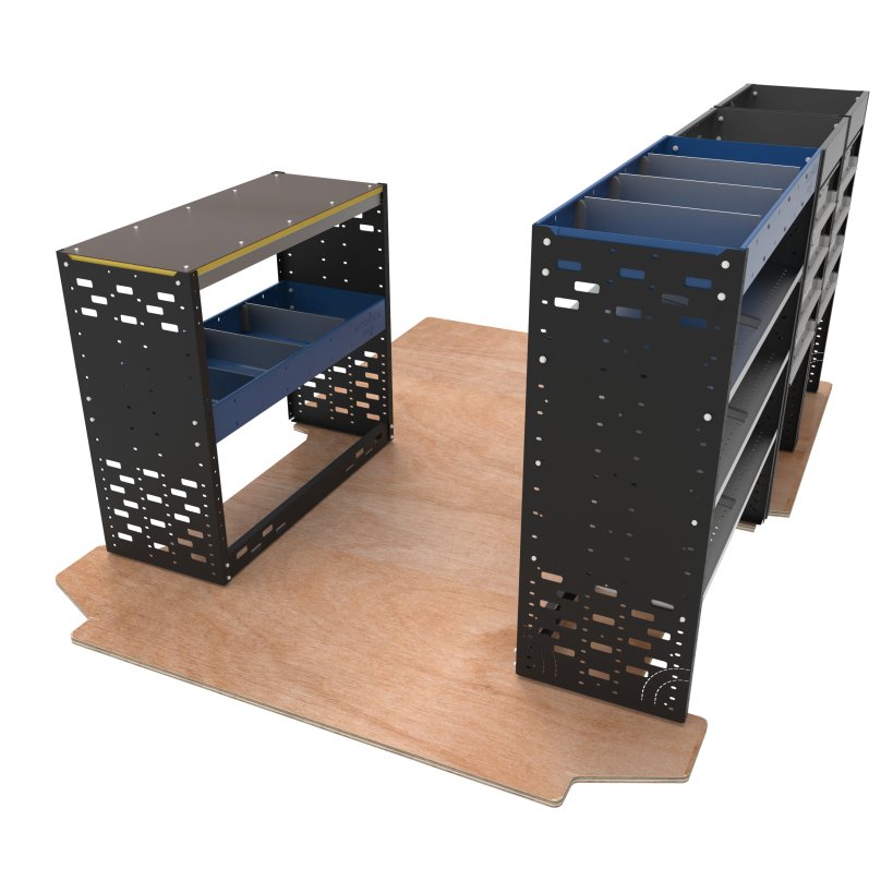 Ford Transit - Extra Heavy-Duty Van Racking Shelving System - VP-HD7-BLU - Autorack Products Ltd