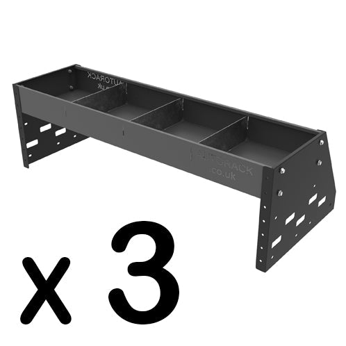 OFF-SIDE ONLY: Add Pack of 3 x extension tops - ** High roof or internal standing height vans only. - Autorack Products Ltd