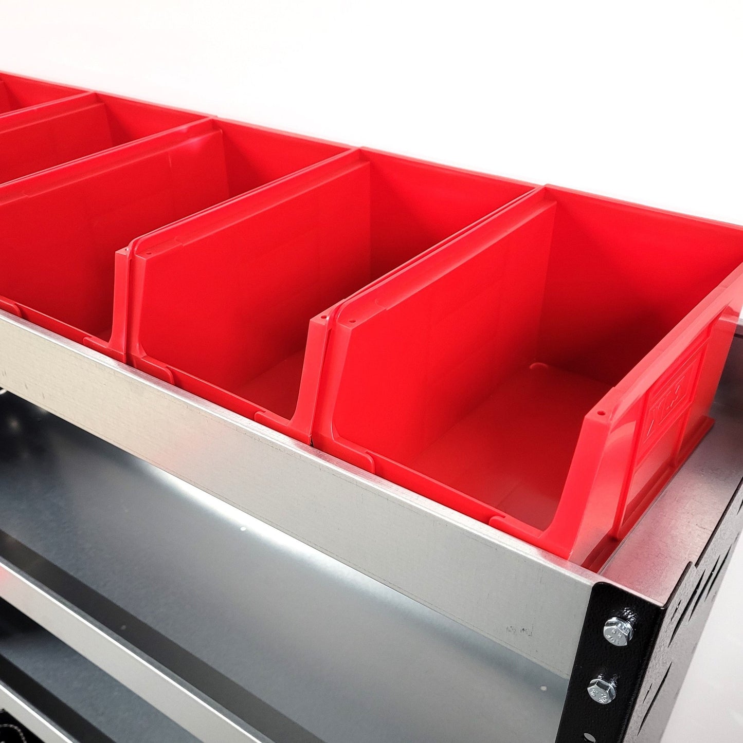 Van Racking Plastic Bins (6 PACK RED), Component storage trays New - W-150 L-240 H-130mm XL3 - Autorack Products Ltd
