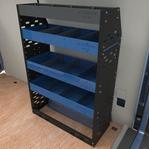Van Racking Shelving Unit kit with extension top, Mercedes Sprinter size compatible - HD1-EXT-BLU - Autorack Products Ltd
