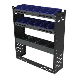 Van Racking Shelving Unit with 12 x plastic parts bins - VAN RACKING SYSTEM KIT - 15 - Autorack Products Ltd