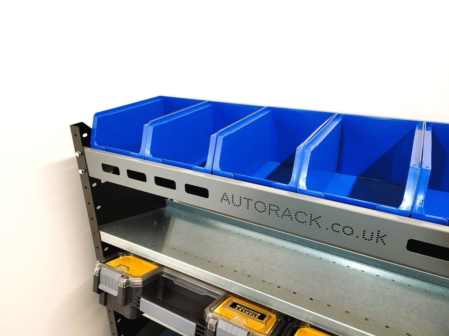 Van Racking Shelving Unit with 6 x plastic parts bins - VAN RACKING SYSTEM KIT - 14 - Autorack Products Ltd