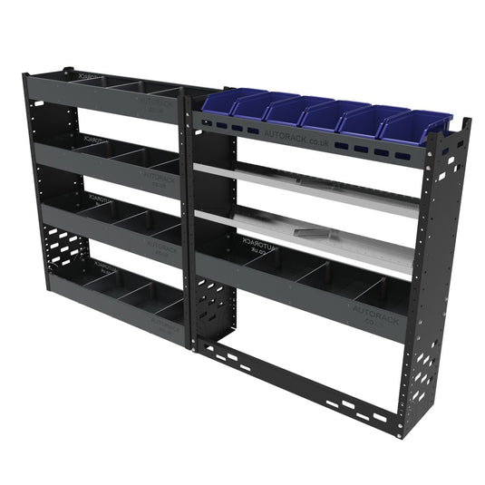 Van Racking Shelving Units - COMBINATION VAN RACKING SYSTEM - Autorack Products LtdVan Racking Shelving Units - COMBINATION VAN RACKING SYSTEMSD Combi-Unit, Double Unit With 6 XL3 Storage Bins, 5 Metal Shelves, 2 Toolbox Shelves:Autorack Products