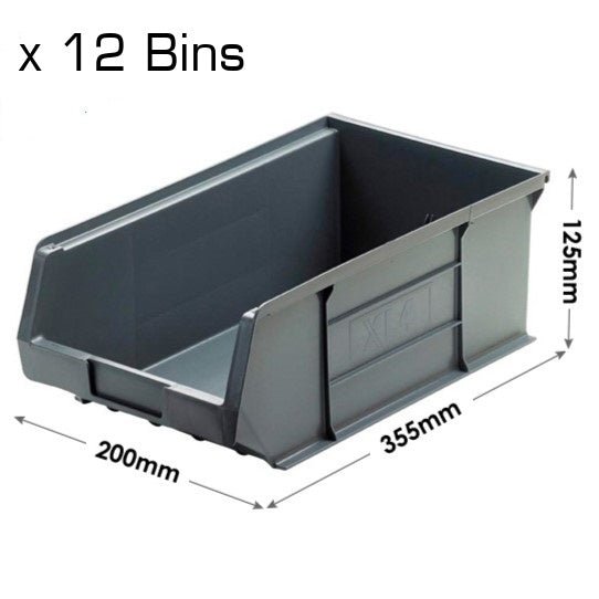 Van Racking - van shelving storage unit with 12 x grey plastic parts bins- HD15-BLU - Autorack Products Ltd