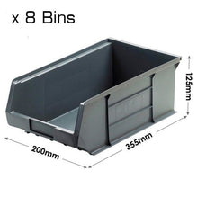 Van Racking - van shelving storage unit with 8 x grey plastic parts bins- HD14-BLU - Autorack Products Ltd