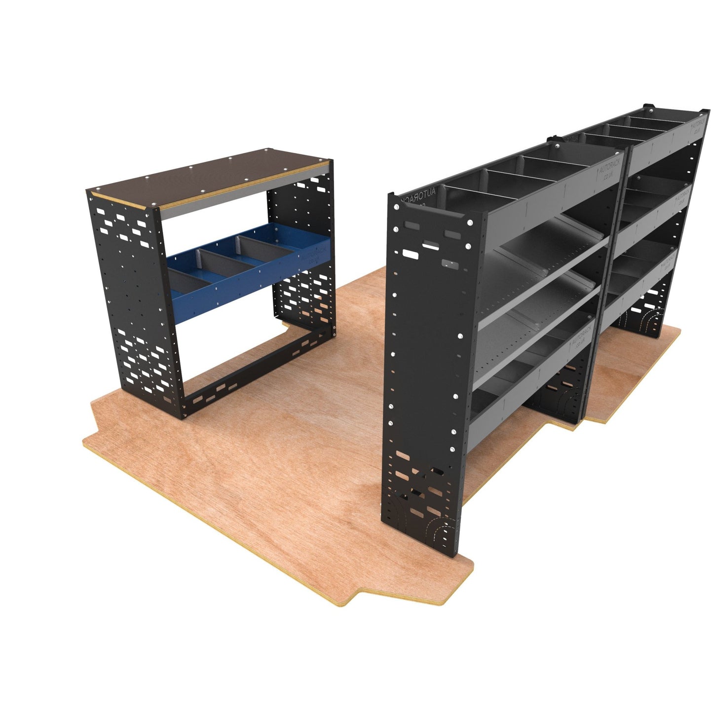VW Transporter Van Racking Shelving System Package 3 units - Standard Heavy-Duty SD-PACK-3-GREY - Autorack Products Ltd